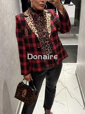 Americana combinada cuadro escocés y animal print Lola Casademunt - Imagen 2