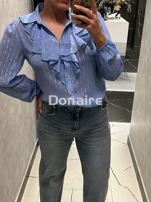 Blusa de gasa azul y plata Koralline - Imagen 2