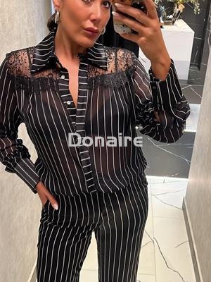 Blusa gasa raya diplomática y encaje Open - Imagen 2