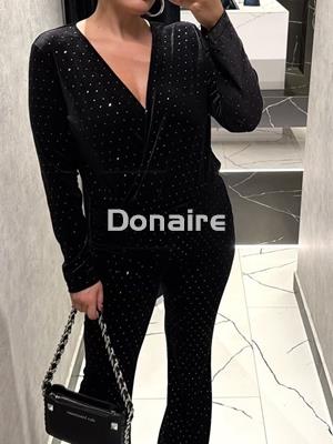 Body negro terciopelo topos plata Koralline - Imagen 2