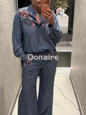 Camisa tencel vaquera bordada flores Dixie - Imagen 2