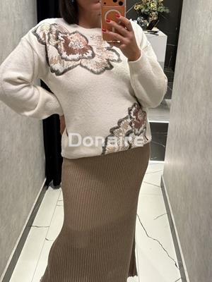 Falda punto de lurex beige y dorado Lez a Lez - Imagen 2