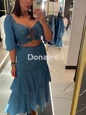 Falda vaquera midi volantes Lez a Lez - Imagen 2