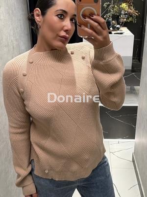 Jersey beige punto de canalé Lolita - Imagen 2