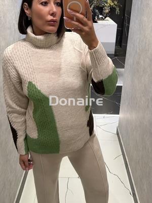 Jersey cuello vuelto crudo detalles marrones y verdes WNT - Imagen 2