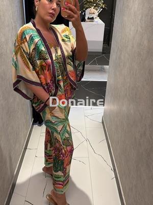 Kimono estampado palmeras multicolor Lola Casademunt - Imagen 2