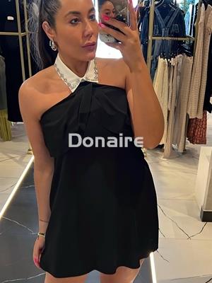 Mini vestido negro cuello camisa Phard - Imagen 2