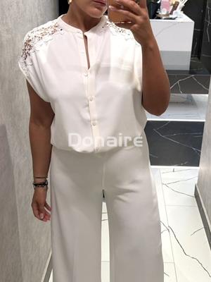 Pantalón blanco tejido fluído Goa Goa - Imagen 2