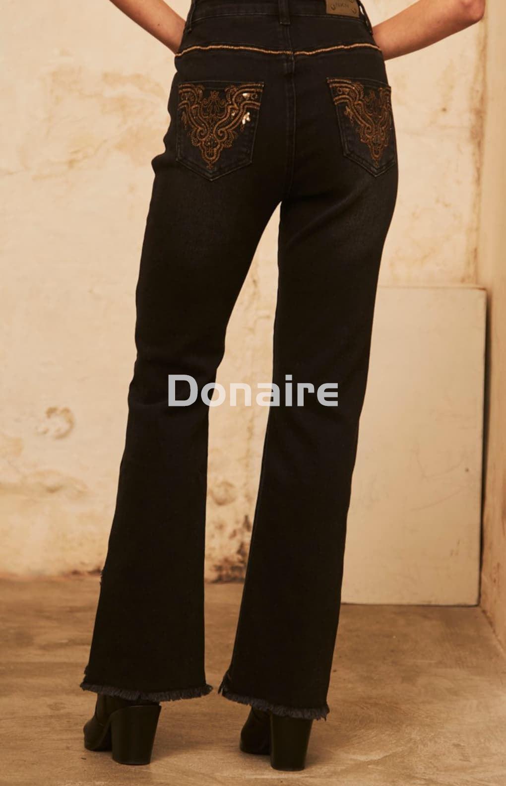 Pantalón denim flare con bordado NKN - Imagen 6