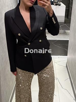 Pantalón palazzo lentejuelas doradas Lez a Lez - Imagen 2