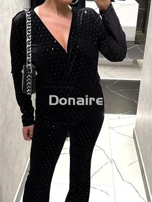 Pantalón terciopelo y topos plata Koralline - Imagen 2