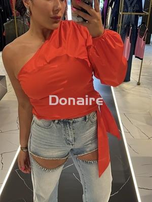 Top asimétrico rojo Koralline - Imagen 2