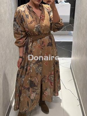 Vesido largo cuello mao y cinturón Dixie - Imagen 2