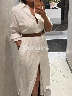 Vestido camisero largo crudo BSB - Imagen 2