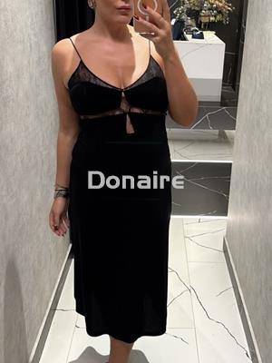 Vestido estilo lencero terciopelo negro Koralline - Imagen 2