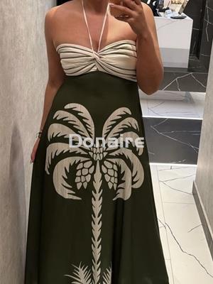 Vestido largo beige y kaki con Palmera Lez a Lez - Imagen 2