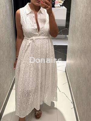 Vestido largo camisero bordado suizo NKN - Imagen 2