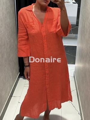 Vestido lino coral neón WNT - Imagen 2