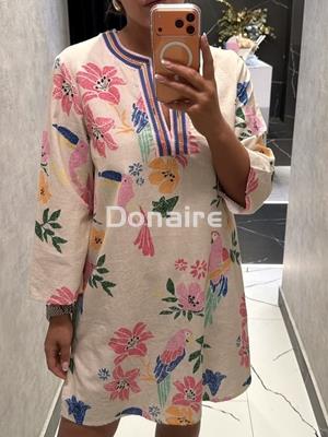 Vestido lino print multicolor Lola Casademunt - Imagen 2