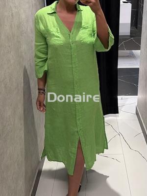 Vestido lino verde flúor WNT - Imagen 2