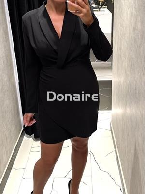 Vestido negro cuello smoking Koralline - Imagen 2